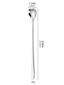 1 pièce Cuillère à glace en forme de cœur en acier inoxydable 304, cuillère à dessert à long manche pour mariage, brasseur de café - Multicolore - Voir 9