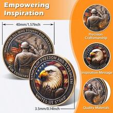 HAWTSaluting Soldier And Liberty Eagle Veterans Challenge Coin Honoring All Who Served Memorial Medallion Tribute Token For Service And Sacrifice Commemorative Military Keepsake Gift For Men And Women - 1Pcs - View 3