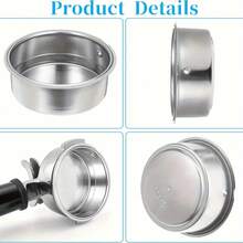 1pc 51MM & 58MM Stainless Steel Double Layer Reusable Coffee Filter Basket, Barista Espresso Machine Accessories, Kitchen & Coffee Filtering Tool - 51MM - View 8