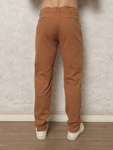 Men's Twill Pants, Men's Pants With Lycra Elastane, Welt Pocket - màu nâu - Xem 5
