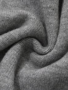 Livesso 1pc Women Solid Color Minimalist Knit Cardigan,Fall Clothes - Grey - View 8
