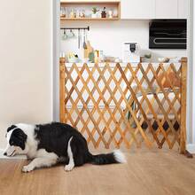 Senmeo 70x200cm(27.6x78.7") Pressure-Treated Wooden Pet Gate (Extendable), Indoor/Outdoor Fence - Christmas Pet Essential - 原木色 - 查看 7
