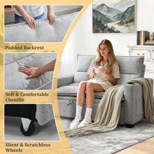 KORSER 3 In 1 Convertible Sleeper Sofa Bed, Pull Out Couch With Side Pockets & Cup Holders, Loveseat Reclining Sofa Bed With Adjustable Backrest For Living Room Bedroom, Chenille - Màu Xám nhạt - Xem 7