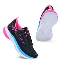 Women's Comfortable Athletic Shoes Kit + Modern Square Digital Watch For Workouts - 黑色/粉紅色/藍色 - 查看 4