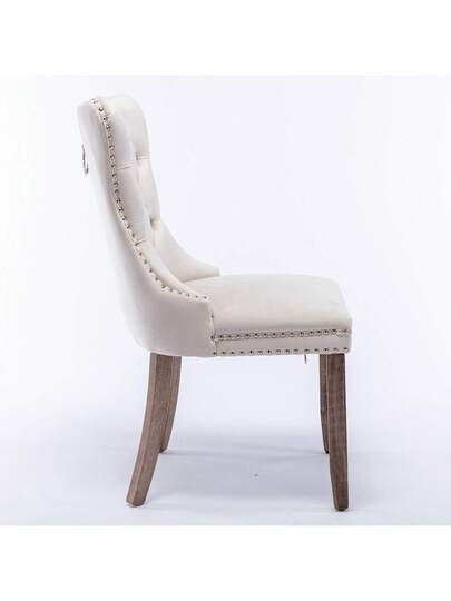 Moderne Dining Chairs, Premium Plush Solid Wood, Contemporary Fluwelen Upholstered Chairs Studded Head Set Of 2, Beige, Black, Grijs Available. view 9