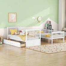 Kids Bed Frames, Headboards & Footboards - White + Pine + 90cm*200cm - View 5