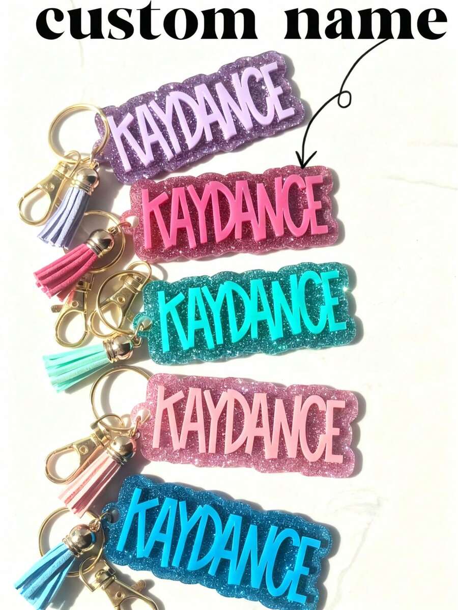 Backpack Keychain Nameplates | Acrylic Keychains | Personalized Acrylic Nameplates | Diaper Bag Labels | Lunchbox Labels | Kids Labels - Multicolor - View 1