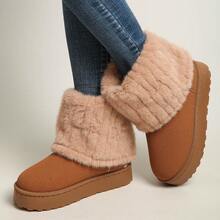 Botas Deportivas De Ocio Para Mujer Con Forro De Felpa Para Decoración Del Hogar. - 駝色 - 查看 3