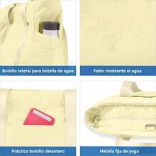 Bolso Tote Para Mujer, Bolso Bandolera Con Hebilla Para Esterilla De Yoga, Adecuado Para Gimnasio, Lugar De Trabajo - Beis - Ver 6