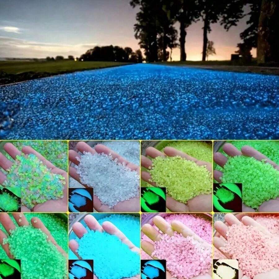 3000颗夜光石，水族箱底砂，发光石，水族箱装饰石，花园花盆景观装饰（3-5毫米，天蓝色） - 彩色 - 查看 1