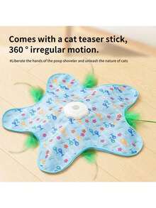 一套猫玩具，自娱自乐捉迷藏游戏配件，宠物电动益智玩具，猫玩具，游戏垫上快速移动的球，自动运动激活藏球游戏，适合室内踢球运动 - 彩色 - 查看 5