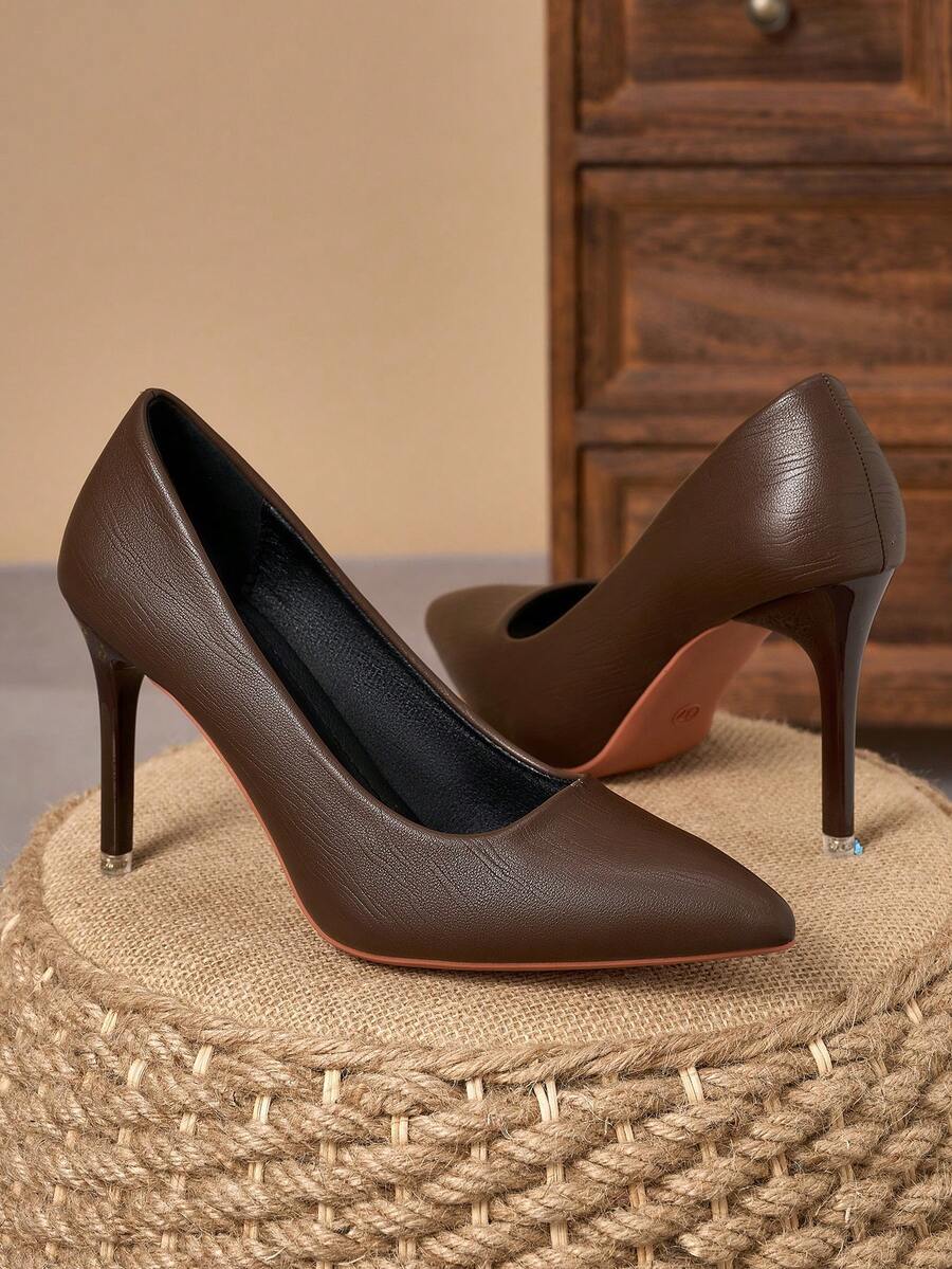 MonaNise Women's Comfortable Pointed Toe Pumps, Beige, Navy Blue, 9cm Thin Heel, Fashion, Casual, Versatile, Suitable For Travel, Outdoor, Vintage Brown, High-End, Multi-Color, Closed Toe Black Shoes