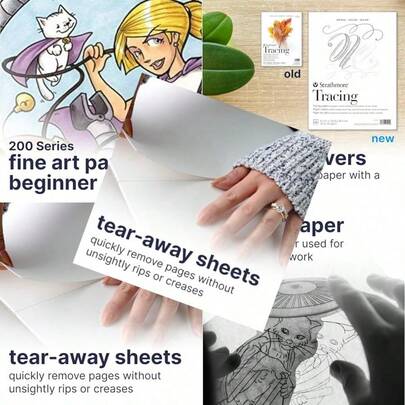 200 Series Tracing Paper Tape Bound Pad 9x12 Inches 40 Sheets 25lb/41g Artist Paper For Adults And Students
