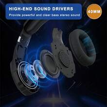 Gaming Headset, Surround Stereo Game Headphones With Noise Cancelling Mic, LED Lights & Soft Memory Earmuffs For PS Series, PC Computer Games - 黑色 - 查看 4