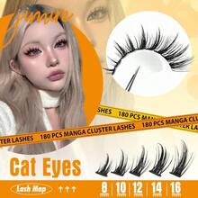 XAPY Wiy Lash Clusters Extensions 180Pcs Anime Eyelash Clusters D-Curly Manga Lashes Clusters  Look 8-16MM Cluster Eyelash Extensions Indidual Lash Extension Pack - 黑色 - 查看 2