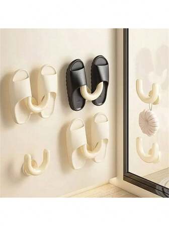 Wall-Mounted Suction Cup Shoe Rack With U-Shaped Shoe Holder, Space-Saving Design, Easy Installation, Suction Cup Fixation, No Drilling Required, Portable, Bathroom Wall Storage, Suction Cup Bathroom Organizer, Bathroom Corner Shelf, Wall-Mounted Bathroom Shelf, Bathroom Countertop Organizer, Bathroom Wall Organizer