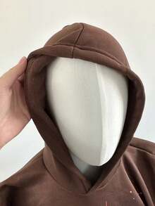 Y2k Hoodies, Men's Hip Hop Spider WebPattern, Graphic Alphabet Print HarajukuVintage Hoodie, Punk Rock Style, LongSleeve Street Wear Top For Both Men AndWomen Oversized Hoodies - 棕色上衣 - 查看 5