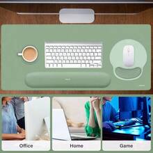 Reposamuecas para Teclado Alfombrilla de Ratn Conjunto, Juegos Almohadilla de EscritorioCrculo Curvo MousepadKeyboard Wrist RestPosavasos, Ergonmico con Espuma Viscoelstica, Verde - verde - Ver 9