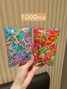 1000个/包 彩色加宽超大一次性发圈，女士马尾辫发圈，橡皮筋发带，发绳，弹性发圈，发圈，发绳，发饰 - 彩色 - 查看 7