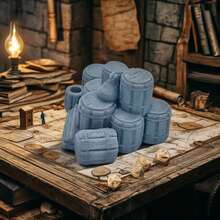 3D打印未涂装塑料模型 - 堆叠木桶 - 适用于微缩地形、角色扮演桌游、塑料游戏配件、圣诞节和万圣节礼物 - 灰色 - 查看 4