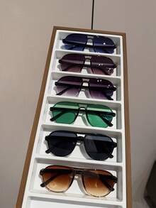 6pcs Pilot Style Unisex Casual Everyday Eyeglasses, Suitable For Riding, Street, Beach, Travel