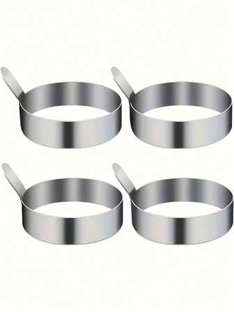 1个/2个/4个装不锈钢煎蛋圈，不粘模具，可用于煎蛋或塑形，经久耐用且易于清洁，是万圣节和圣诞节的理想厨房配件。