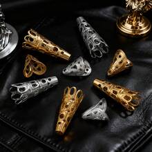 20pcs Stainless Steel Hollow Flower Filigree Long Cone End Beads Cap Conectors For DIY Jewelry Making Supplies Accessories Bulk