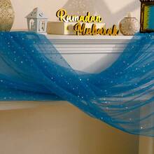 1 tấm rèm voan màu xanh dương với họa tiết sao và trăng bạc, khăn trải bàn voan sao xanh dương, khăn trải bàn lưới thanh lịch, khăn trải bàn voan bầu trời sao lãng mạn, vật trang trí trung tâm lấp lánh, trang trí bàn tiệc ngày lễ, bày trí bàn ăn lễ hội, trang trí không khí lễ hội, trưng bày tiệc tại nhà, sắp xếp bữa tối kỷ niệm ngày cưới, trang trí bàn ăn nhà hàng, vải trang trí cho bữa tiệc. - Nhiều màu - Xem 8