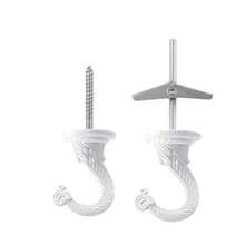 2 Sets 55mm/2.17 Ceiling Metal Ceiling Hooks Heavy Duty Swag Ceiling Hooks with Hardware for Hanging Plants/Chandeliers/Wind Chimes/Ornament White Color - blanco - Ver 3
