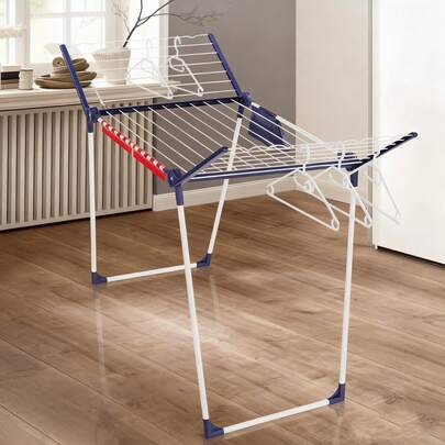 1 stuk huishoudelijke staande, winddichte droogrekken voor kleding, vrijstaande grote kledingrekken, opvouwbare wasdroogrekken, balkondroogrekken voor huishoudelijk gebruik, quilt-droogmagische hulpmiddelen, wasdrogers met sokkenklemmen, eenvoudig op te bergen droogrekken met ruimtebesparend ontwerp, geschikt voor binnen- en buitengebruik