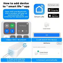 WiFi Door & Window Sensor, Smart Home Security Sensor, Compatible With Alexa And Tuya/Smart Life App, No Hub Required, Real-Time Alerts, Easy DIY Installation (No Wiring Needed)