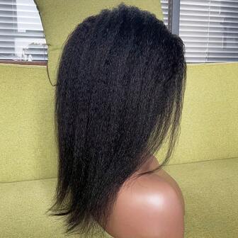 Synthetic Wig African Women Yaki Straight Wigs Black Medium Length Hairstyle Women's Wig Daily Ladies Wig