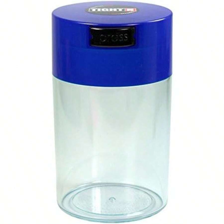 Tightvac – 85 g a 340 g Contenedor portátil de almacenamiento para artículos secos, comida, y hierbas, hermético, multiusos, , .57-Liter/19-Fluid Ounce, 1(Azul oscuro (Dark Blue Cap Clear Body)) - Multicolor - Ver 1