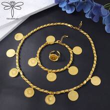 24K Gold Plated Turkish Fashion Jewelry Set, Arabic Bridal Necklace, Bracelet, Earrings, Ring For Middle Eastern Nigerian Women Wedding Party - 4pcs Jewelry Set - View 28