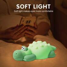1pc Alligator Night Light, 7 Color Cute Night Light Lamp Mini Lamp, Dimmable Cute Night Light, Portable Lamp, Rechargeable Table Light, Decorative Light For Restaurants, Hotels - Multicolor - View 9