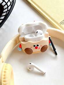 1个可爱卡通蛋糕硅胶保护套，适用于 Pro第二代、3/4代、1/2代，创意柔软防震耳机套（不含耳机） - 米色 - 查看 4