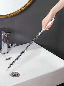 2/5/10pcs Drain Brush, Long Handle Drain Clog Remover Tool, Nylon Bristle Pipe Cleaning Brush, Suitable For Bathroom, Kitchen Sink, Bathtub, Shower And Drain Pipe Cleaning, Can Remove Hair Clogging, Sink Brush, Drain Clog Cleaner - White - View 2