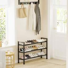 YMavivegue Zapatero extensible de 3 niveles para closet zapatero ajustable de 23 a 43 pulgadas para entrada estante de zapatos negro - como en la foto - Ver 2