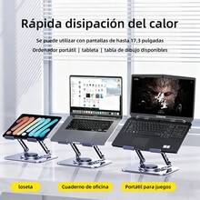 Soporte para Laptop de Acero Carbono - Base Plegable Ajustable 360 ° , Antideslizante para PC/Tabletas 10-16. Base para Laptop Cumplir Diseño Ergonómico para Postura y Enfriamiento Óptimo. (Plateado) - Plateado - Ver 12