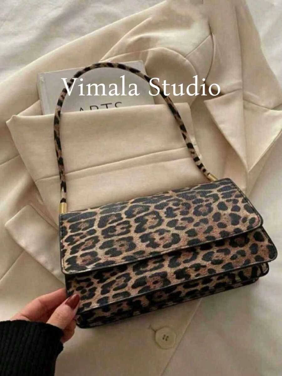 复古撞色豹纹优雅单肩/腋下包，豹纹女士钱包，豹纹复兴，动物纹女士包，秋冬时尚猎豹纹女士钱包，新款秋冬虎纹女士包