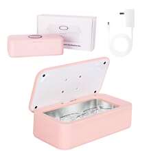 3 In 1 Wireless Charging Ultrasonic Box Ultrasonic Water Cleaning Machine For Glasses Necklaces Bracelets Earrings Rings Razors Tea Sets Dentures - Baby Pink - View 8