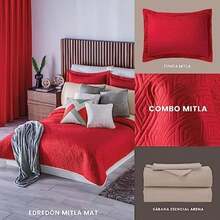 Colchas Concord Juego de edredón matrimonial Color Rojo con 7 Piezas, Edredón matrimonial Rojo 2 Fundas Decorativas para Almohada y Juego de sábanas matrimonial Color Arena(default) - Unitalla - Ver 4