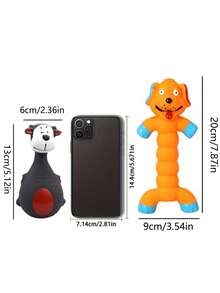 耐用乳胶发声狗狗磨牙玩具 - 适合幼犬和成犬，趣味动物造型（恐龙、狮子、老虎），中小型犬自娱自乐宠物用品，互动玩具 | 色彩鲜艳的宠物玩具 | 耐用磨牙玩具，狗狗玩具，无需电池 - 彩色 - 查看 4