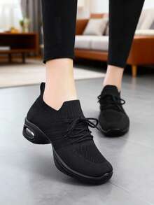 Spring And Autumn Women's Dance Shoes, Mesh Breathable Air Cushion Comfortable And Versatile Modern Dance Shoes, Lightweight Square Dance Shoes, Park Outdoor Height Boosting Walking Shoes, Running Shoes, Sports Shoes