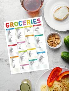 BUBU 彩色编码购物清单磁性便签本，常见食物标签，可贴在冰箱上，空白区域方便记录购物清单，适合居家、返校用品、办公用品，也可作为女性礼物、教师节礼物或母亲节礼物。 - 彩色 - 查看 3