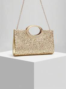 Fashion Sparkling Crystal Rhinestone Clutch Purse, Luxury Shiny Rhinestone Evening Handbag For Prom, Party, Ball, Birthday Celebration, Bridal Clutch, - 金色 - 查看 5