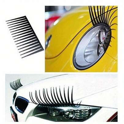 2 stuks 3D glamoureuze zwarte wimpers koplamp stickers - leuke auto licht stickers met verbeterde zichtbaarheid en stijl, eenvoudig aan te brengen en te verwijderen voor de meeste voertuigen, auto accessoires, auto stickers, auto decoratie, auto stickers, auto benodigdheden, auto spullen