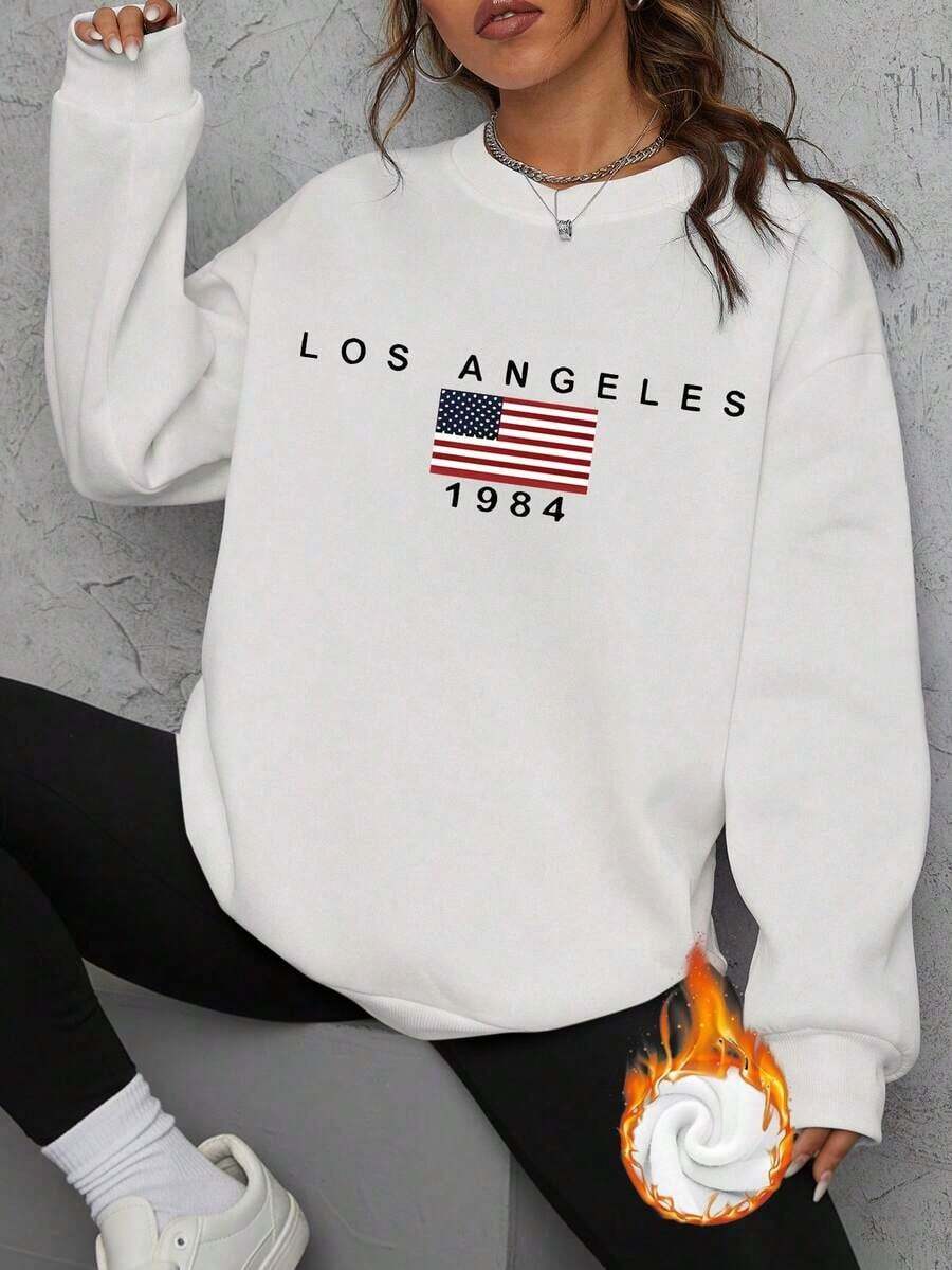 ChristmasWomen's Long-Sleeved California Sweatshirt With Mountain And Sun Print - Casual Sports Sweatshirt For Comfortable Works And Everyday Wear, Fall And Winter SweatshirtLoose And Comfortablewomen Winter Clothes - 白色 - 查看 1