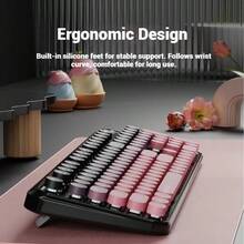 EWEADN Wireless Silent Keyboard And Mouse Combo With Low Battery Indicator, Cute Colorful Gradation Design, Battery Operated, 2.4G Stable Connection, Ergonomic, Compact, For Office Work And Gaming On PC/Laptop/Recording Setup - BlackBerry Pink - View 8