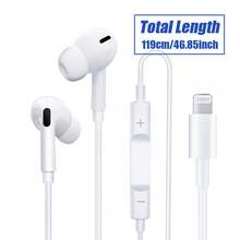 适用于 Pro/14/13/12/11/X 的 Lightning 有线耳机，带遥控器；入耳式蓝牙耳机，带麦克风；兼容所有 iOS 系统 - 白色 - 查看 8